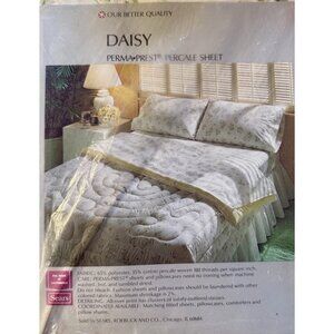 NWT Vintage Sears Daisy Bouquet Full Size Flat and Fitted Sheets New Old Stock